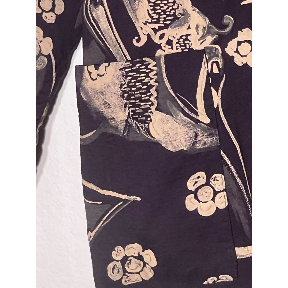 Kensington Square SMALL Black Floral Rayon Blazer Jacket Pockets VTG Career Y2K - Picture 9 of 16